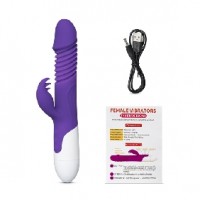 Thrusting Vibrator with Heating Function, 12 Vibrating Functions & 3 Thrusting Functions, Silicone, PURPLE